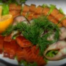 Рыбное ассорти - ройский деликатес, скумбрия специального копчения,  малосольный розовый лосось 